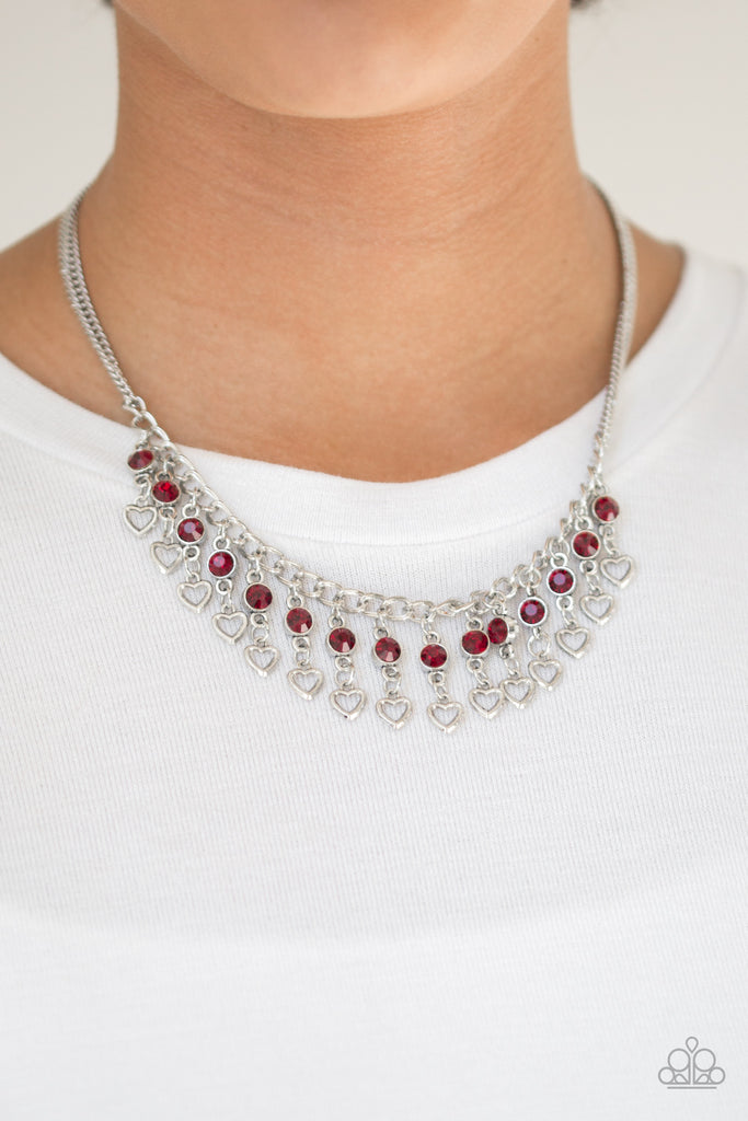 All In Favor - Red Rhinestone Necklace Paparazzi